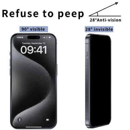 For iPhone 15 Pro Full Screen Protector True 28 Degree Anti Peeping