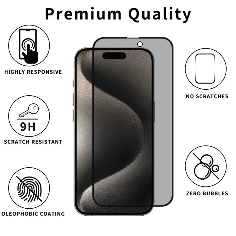 For iPhone 15 Pro Full Screen Protector True 28 Degree Anti Peeping
