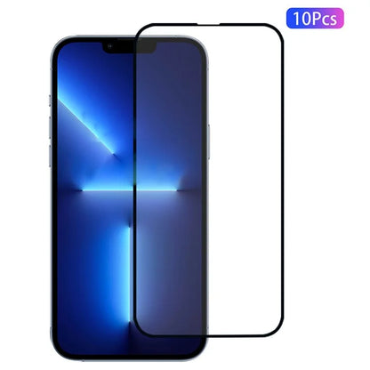 10Pcs For iPhone 13 Pro Screen Protector Full Glue Silk Printing Shatter-proof