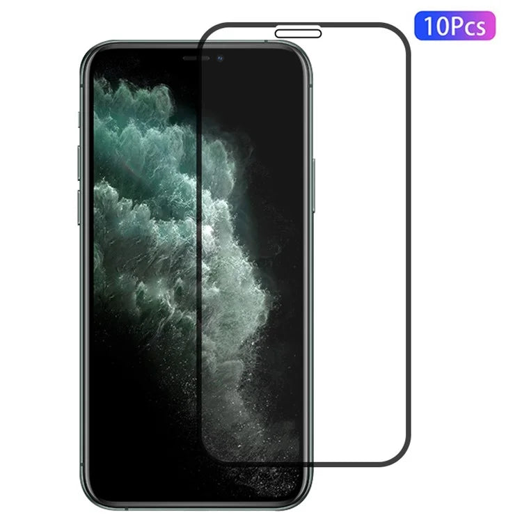10Pcs For iPhone 11 Pro Screen Protector Silk Printing Edge Full Coverage