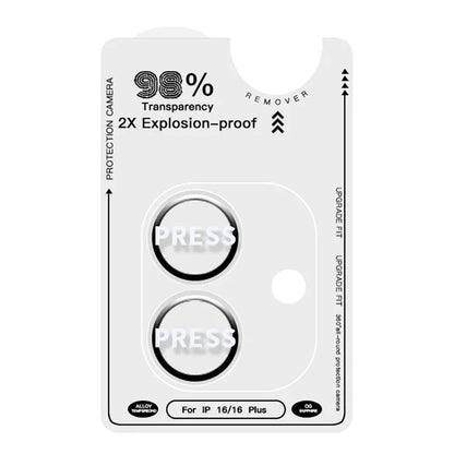 RURIHAI For iPhone 16 / 16 Plus Camera Lens Film Titanium Alloy Ring+Tempered Glass Lens Protector