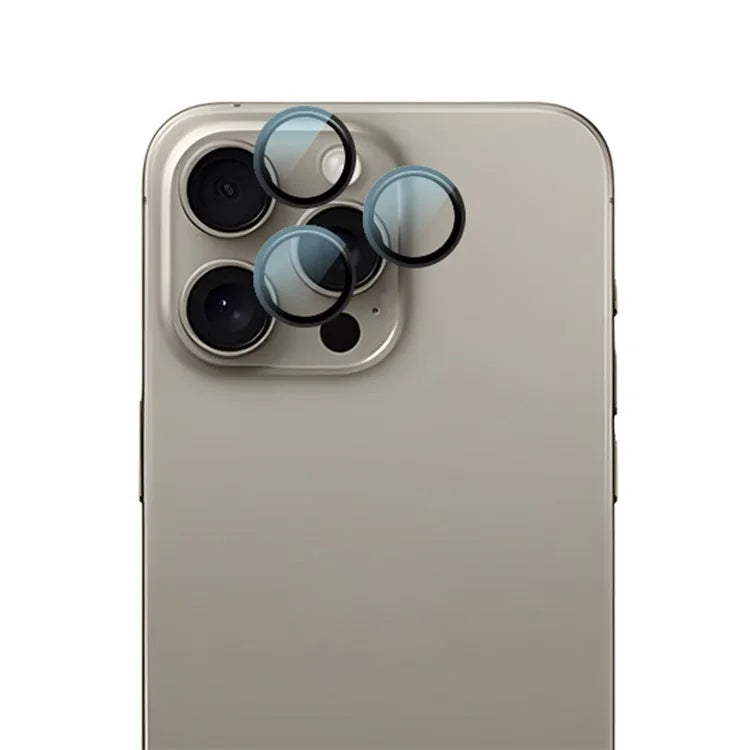 RURIHAI For iPhone 16 Pro  /  16 Pro Max Tempered Glass AR Camera Lens Protector with Titanium Alloy Ring