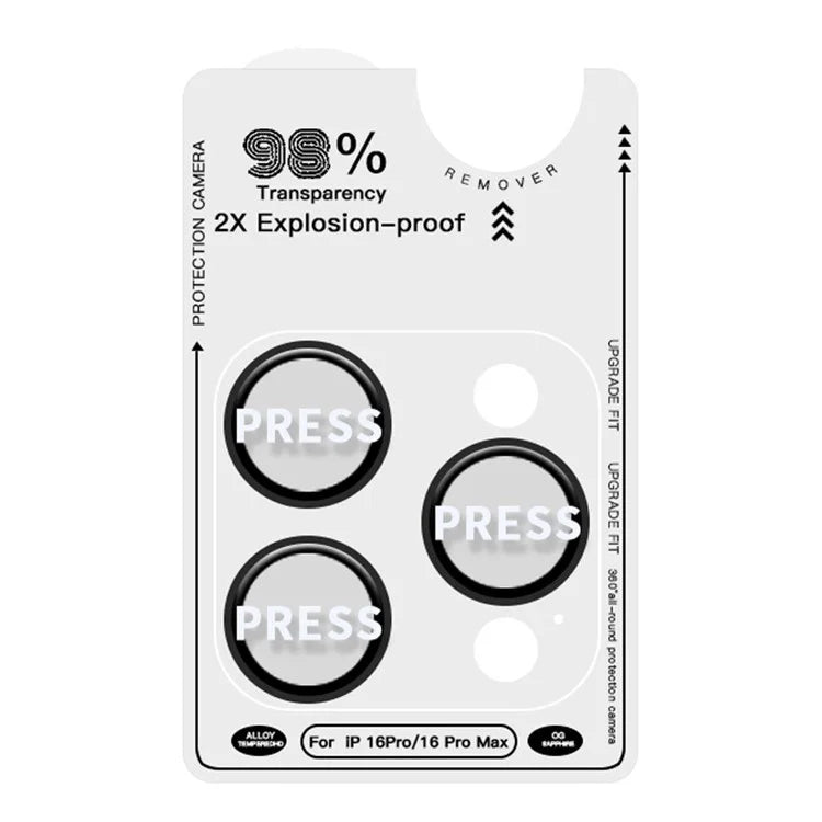 RURIHAI For iPhone 16 Pro  /  16 Pro Max Tempered Glass AR Camera Lens Protector with Titanium Alloy Ring