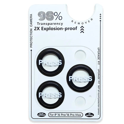 RURIHAI For iPhone 16 Pro  /  16 Pro Max Tempered Glass AR Camera Lens Protector with Titanium Alloy Ring