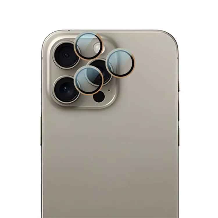 RURIHAI For iPhone 16 Pro  /  16 Pro Max Tempered Glass AR Camera Lens Protector with Titanium Alloy Ring