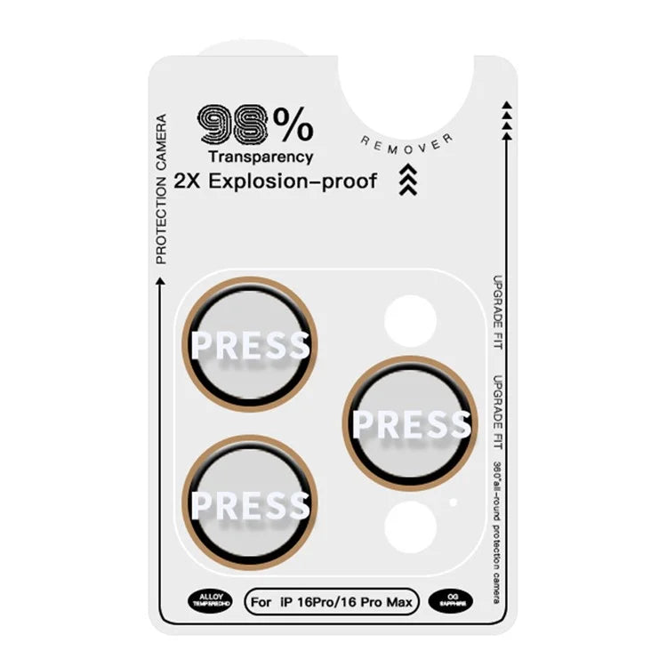 RURIHAI For iPhone 16 Pro  /  16 Pro Max Tempered Glass AR Camera Lens Protector with Titanium Alloy Ring