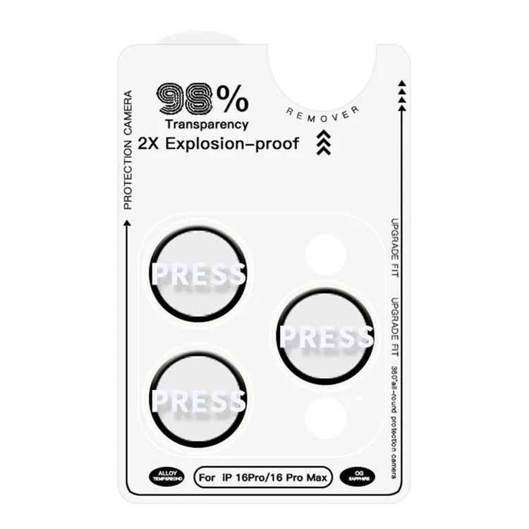 RURIHAI For iPhone 16 Pro  /  16 Pro Max Tempered Glass AR Camera Lens Protector with Titanium Alloy Ring