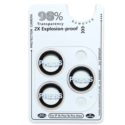 RURIHAI For iPhone 16 Pro  /  16 Pro Max Tempered Glass AR Camera Lens Protector with Titanium Alloy Ring