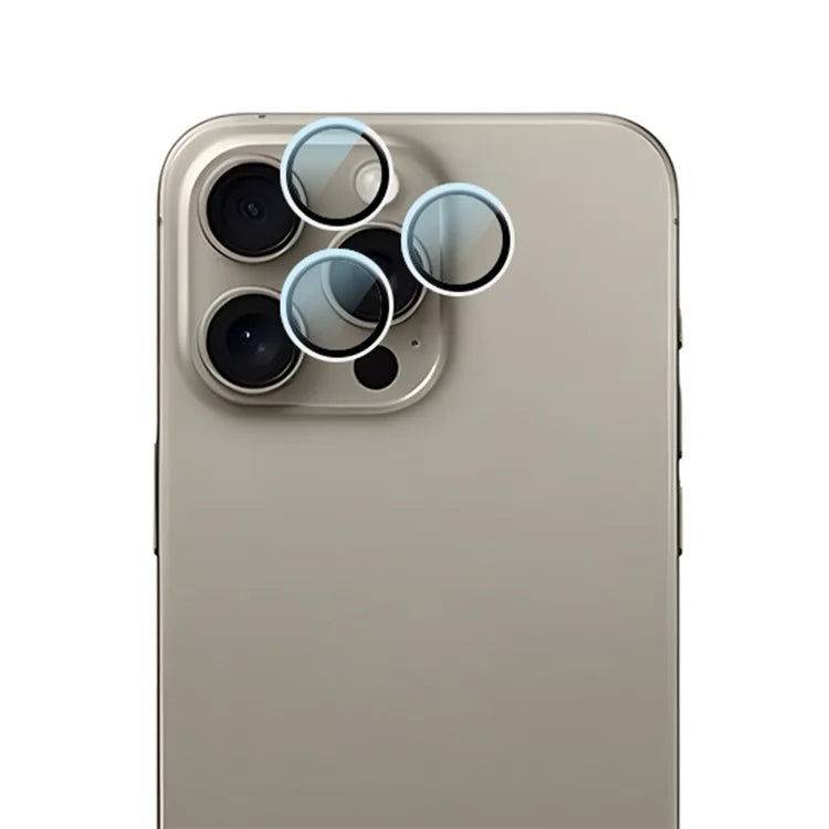RURIHAI For iPhone 16 Pro  /  16 Pro Max Tempered Glass AR Camera Lens Protector with Titanium Alloy Ring