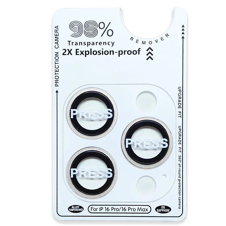 RURIHAI For iPhone 16 Pro  /  16 Pro Max Tempered Glass AR Camera Lens Protector with Titanium Alloy Ring