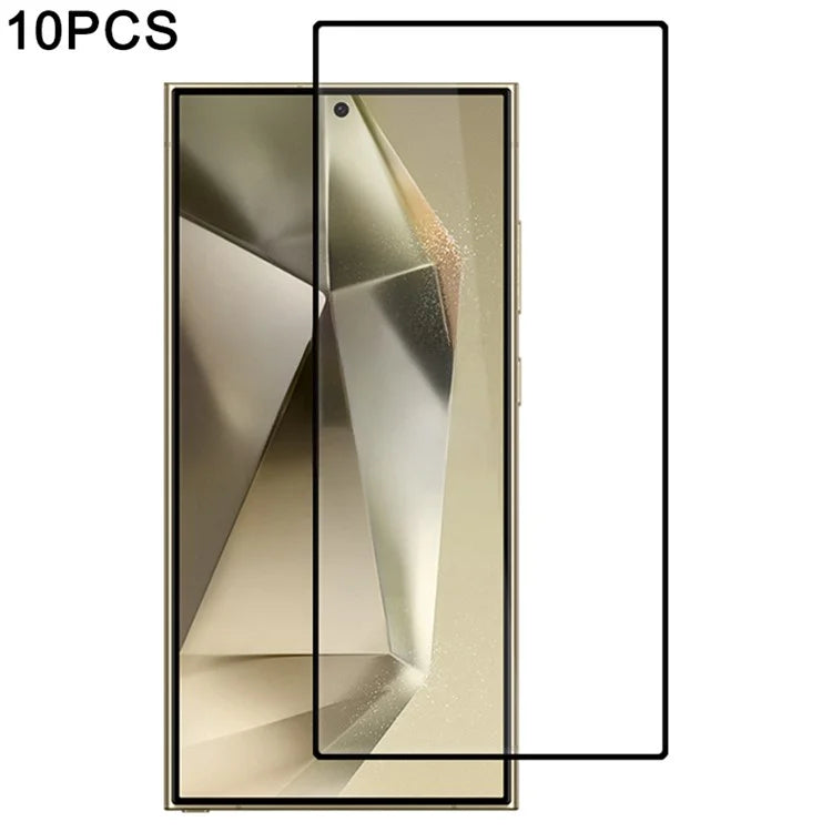 10Pcs For Samsung Galaxy S24 Ultra Screen Protector Silk Printing Edge Full Coverage