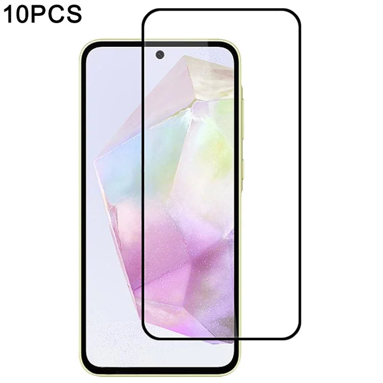 10Pcs For Samsung Galaxy A35 5G Screen Protector Silk Printing Edge Full Coverage