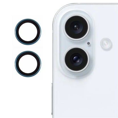For iPhone 16 / 16 Plus Camera Lens Protector Electroplating AR Metal Frame+Tempered Glass Lens Film