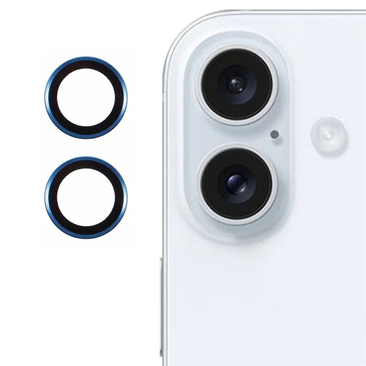 For iPhone 16 / 16 Plus Camera Lens Protector Electroplating AR Metal Frame+Tempered Glass Lens Film