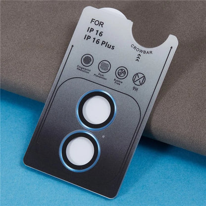 For iPhone 16 / 16 Plus Camera Lens Protector Electroplating AR Metal Frame+Tempered Glass Lens Film