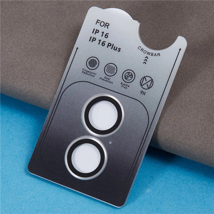 For iPhone 16 / 16 Plus Camera Lens Protector Electroplating AR Metal Frame+Tempered Glass Lens Film