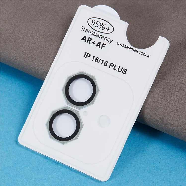 For iPhone 16 / 16 Plus Octagonal Camera Lens Film AF+AR Tempered Glass Lens Protector