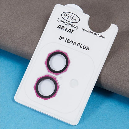 For iPhone 16 / 16 Plus Octagonal Camera Lens Film AF+AR Tempered Glass Lens Protector