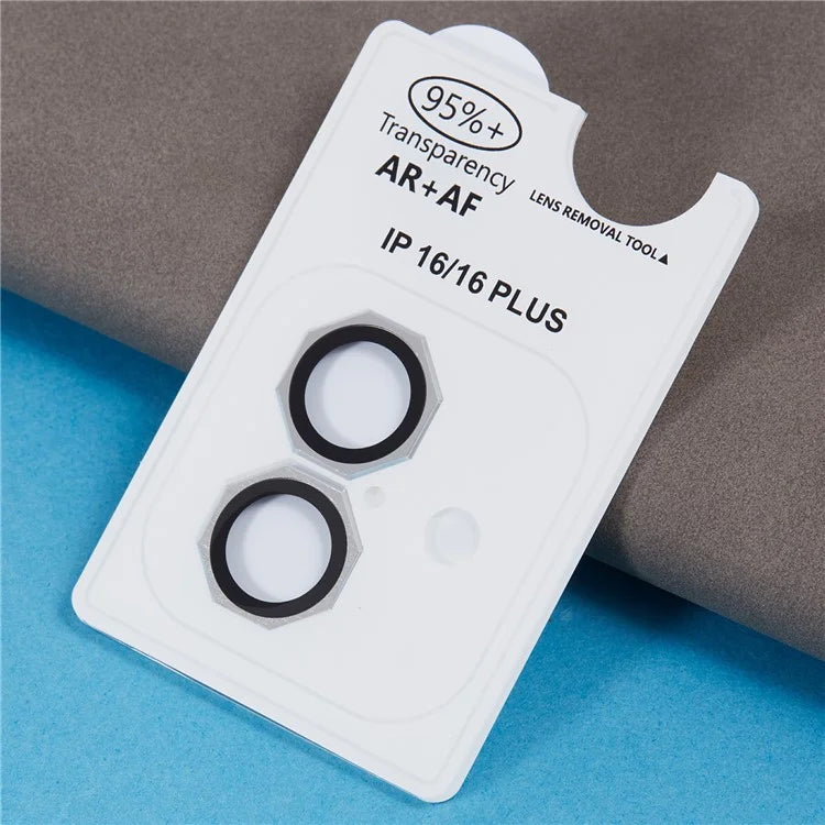 For iPhone 16 / 16 Plus Octagonal Camera Lens Film AF+AR Tempered Glass Lens Protector