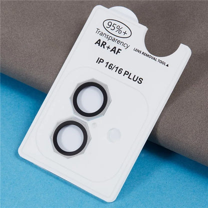 For iPhone 16 / 16 Plus Octagonal Camera Lens Film AF+AR Tempered Glass Lens Protector