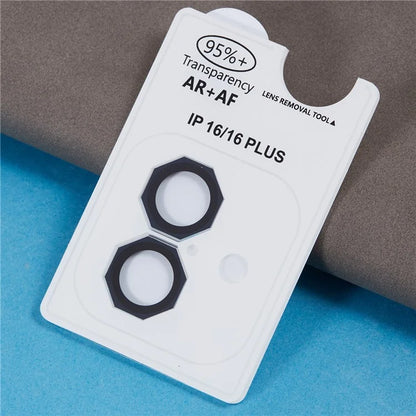 For iPhone 16 / 16 Plus Octagonal Camera Lens Film AF+AR Tempered Glass Lens Protector