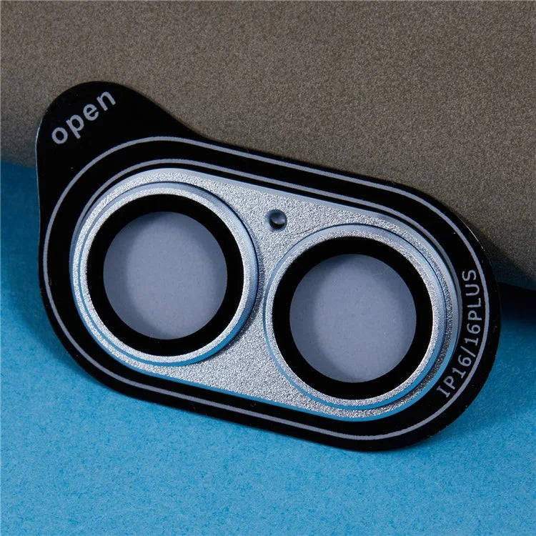 For iPhone 16 / 16 Plus Camera Lens Protector Integrated Clear Metal Frame+Tempered Glass Lens Film