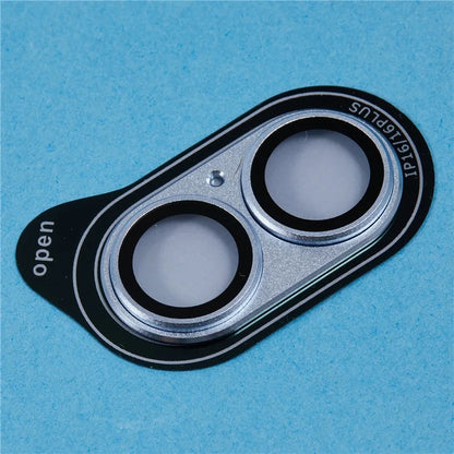 For iPhone 16 / 16 Plus Camera Lens Protector Integrated Clear Metal Frame+Tempered Glass Lens Film