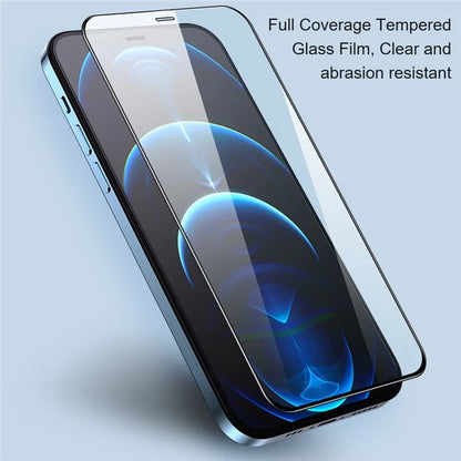 AMORUS 2Pcs For iPhone 16 Plus Screen Protector Full Coverage Tempered Glass Film - Black