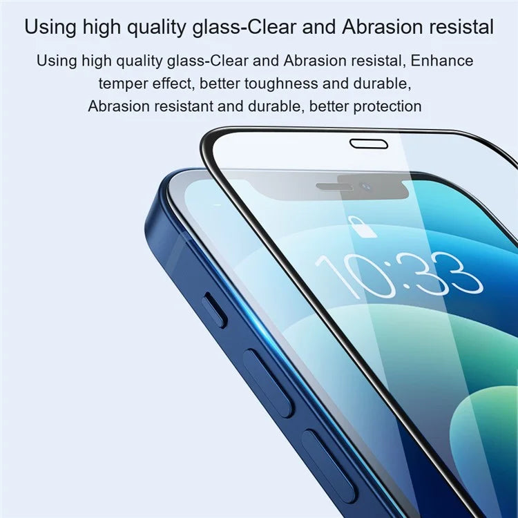 AMORUS 2Pcs For iPhone 16 Plus Screen Protector Full Coverage Tempered Glass Film - Black