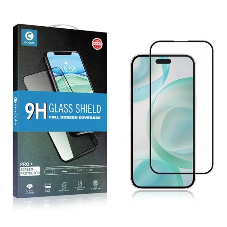 MOCOLO For iPhone 16 Pro Max Screen Protector Silk Printing Full Coverage Tempered Glass Film - Black