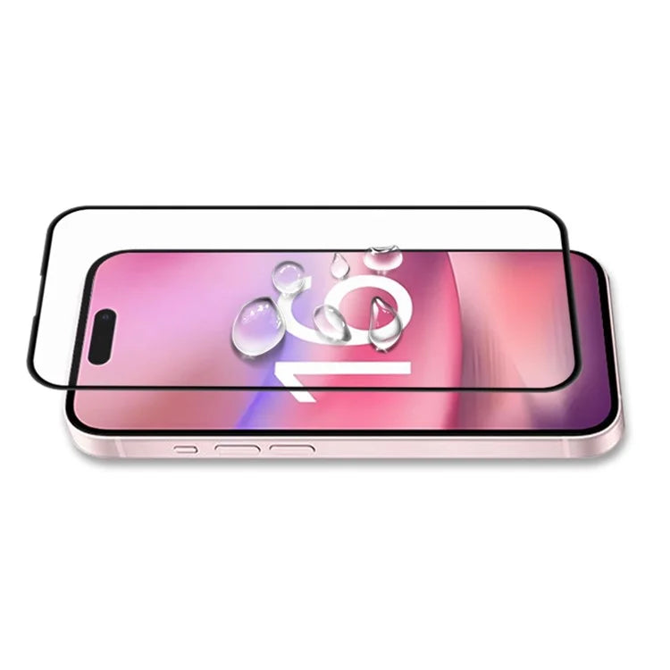 MOCOLO For iPhone 16 Plus Screen Protector 9H Hardness Silk Printing Tempered Glass Film - Black