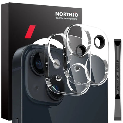 NORTHJO 2Pcs For iPhone 14  /  14 Plus Tempered Glass Camera Lens Protector Clear 3D Integrated Full Coverage