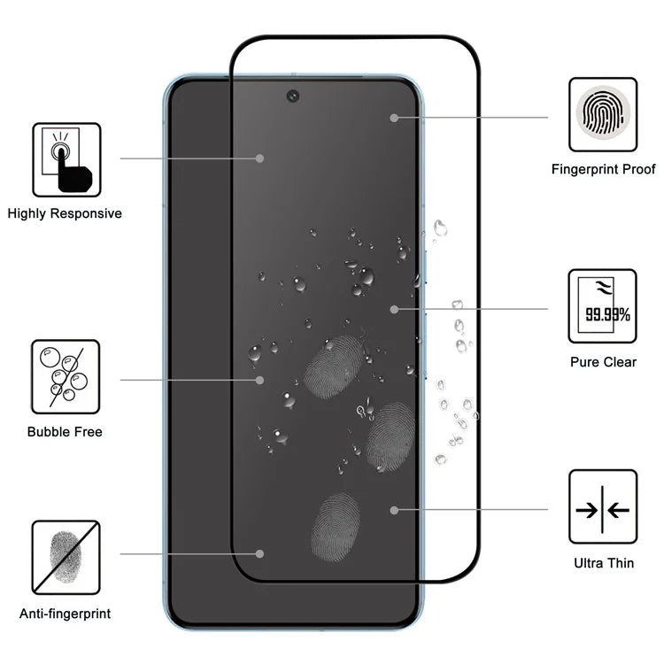 For Google Pixel 9 Pro XL AGC Glass Screen Protector Full Glue Black Edge Screen Film