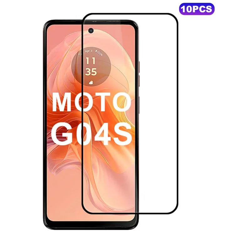 10Pcs For Motorola Moto G04s 4G Silk Printing Screen Protector Full Glue Full Coverage