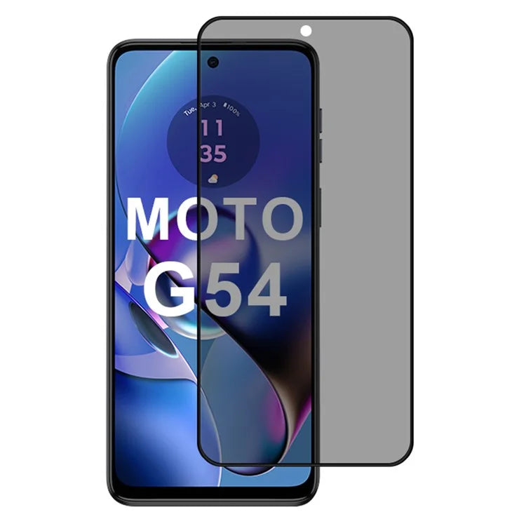 For Motorola Moto G54 5G Anti-Peep Full Screen Protector 2.5D Full Glue Silk Printing