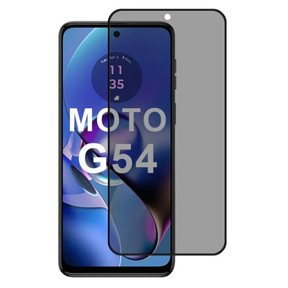 For Motorola Moto G54 5G Anti-Peep Full Screen Protector 2.5D Full Glue Silk Printing