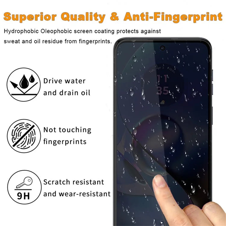 For Motorola Moto G54 5G Anti-Peep Full Screen Protector 2.5D Full Glue Silk Printing