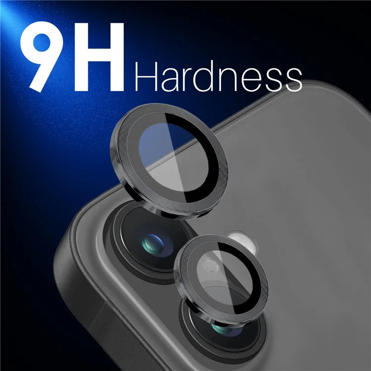 NORTHJO 2 Sets for iPhone 16 / 16 Plus Camera Lens Protector CD Veins Metal Ring Tempered Glass Lens Guard