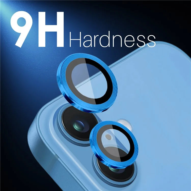 NORTHJO 2 Sets for iPhone 16 / 16 Plus Camera Lens Protector CD Veins Metal Ring Tempered Glass Lens Guard