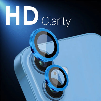 NORTHJO 2 Sets for iPhone 16 / 16 Plus Camera Lens Protector CD Veins Metal Ring Tempered Glass Lens Guard