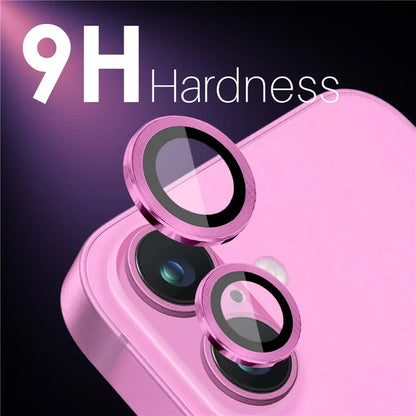 NORTHJO 2 Sets for iPhone 16 / 16 Plus Camera Lens Protector CD Veins Metal Ring Tempered Glass Lens Guard