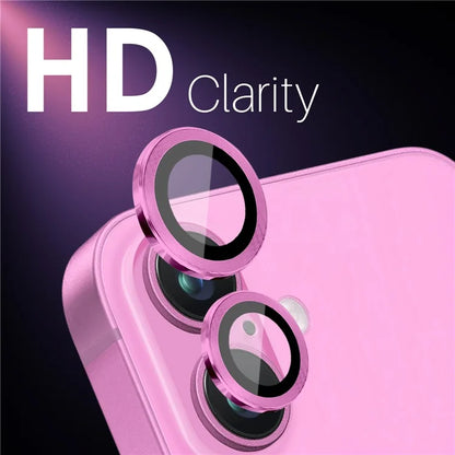 NORTHJO 2 Sets for iPhone 16 / 16 Plus Camera Lens Protector CD Veins Metal Ring Tempered Glass Lens Guard