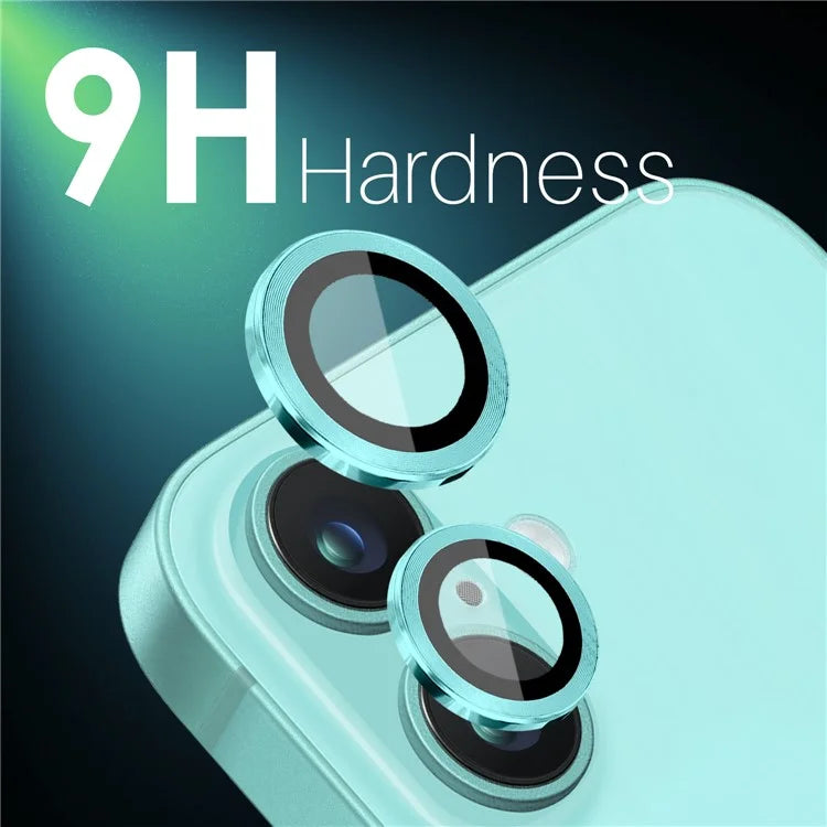 NORTHJO 2 Sets for iPhone 16 / 16 Plus Camera Lens Protector CD Veins Metal Ring Tempered Glass Lens Guard