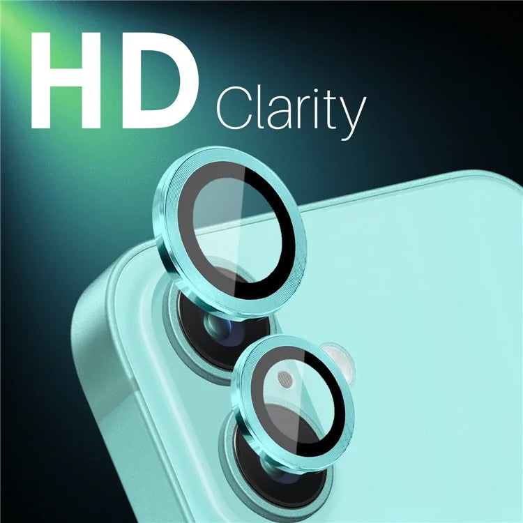 NORTHJO 2 Sets for iPhone 16 / 16 Plus Camera Lens Protector CD Veins Metal Ring Tempered Glass Lens Guard