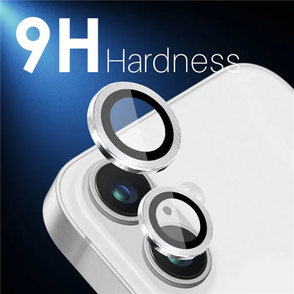 NORTHJO 2 Sets for iPhone 16 / 16 Plus Camera Lens Protector CD Veins Metal Ring Tempered Glass Lens Guard