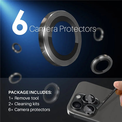 NORTHJO 2 Sets for iPhone 16 Pro / 16 Pro Max Tempered Glass Camera Lens Film CD Veins Metal Ring Lens Guard