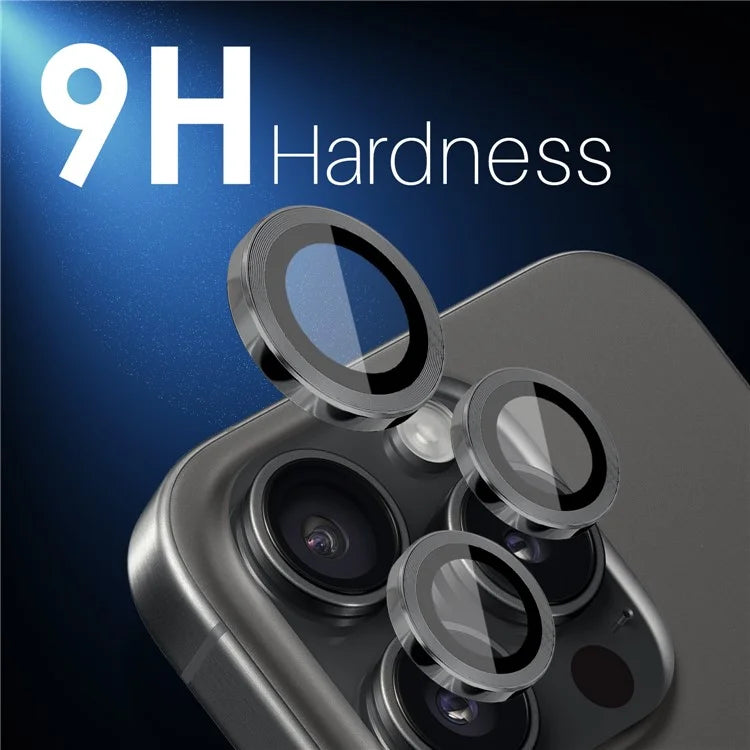 NORTHJO 2 Sets for iPhone 16 Pro / 16 Pro Max Tempered Glass Camera Lens Film CD Veins Metal Ring Lens Guard