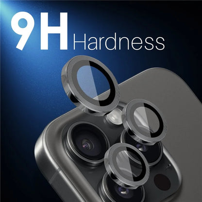 NORTHJO 2 Sets for iPhone 16 Pro / 16 Pro Max Tempered Glass Camera Lens Film CD Veins Metal Ring Lens Guard