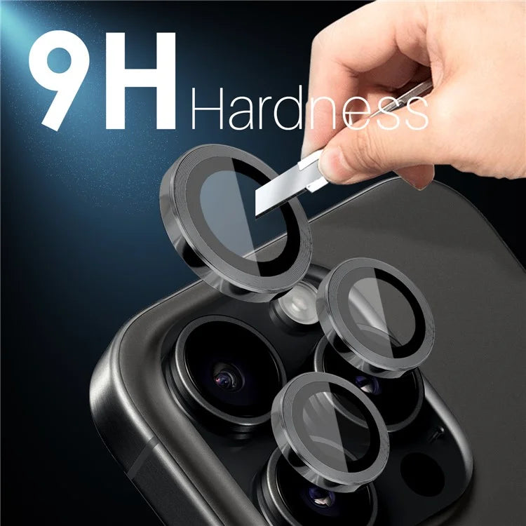 NORTHJO 2 Sets for iPhone 16 Pro / 16 Pro Max Tempered Glass Camera Lens Film CD Veins Metal Ring Lens Guard