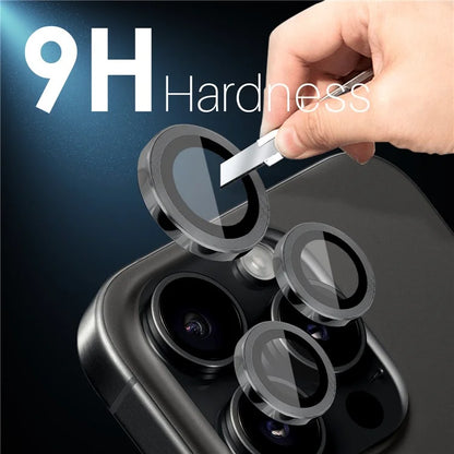 NORTHJO 2 Sets for iPhone 16 Pro / 16 Pro Max Tempered Glass Camera Lens Film CD Veins Metal Ring Lens Guard